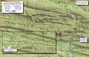 Buckeye-Caney Creek topographic trail map at 1:24,000 scale