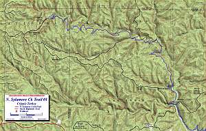 OT Sylamore Section, Spring Creek to Moccasin Creek topographic map with trail at 1:24,000 scale